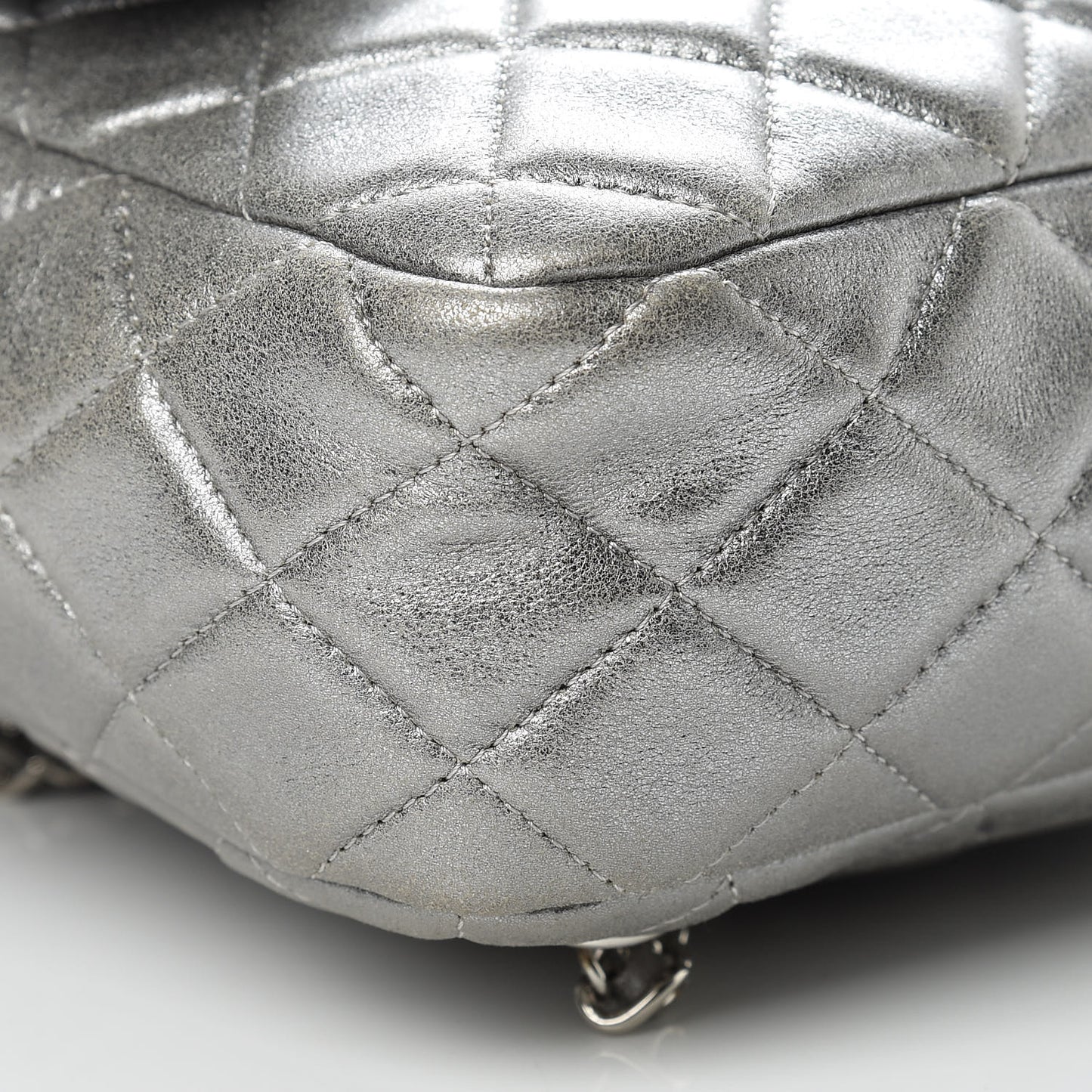 Metallic Lambskin Quilted Small In Seoul Backpack Silver