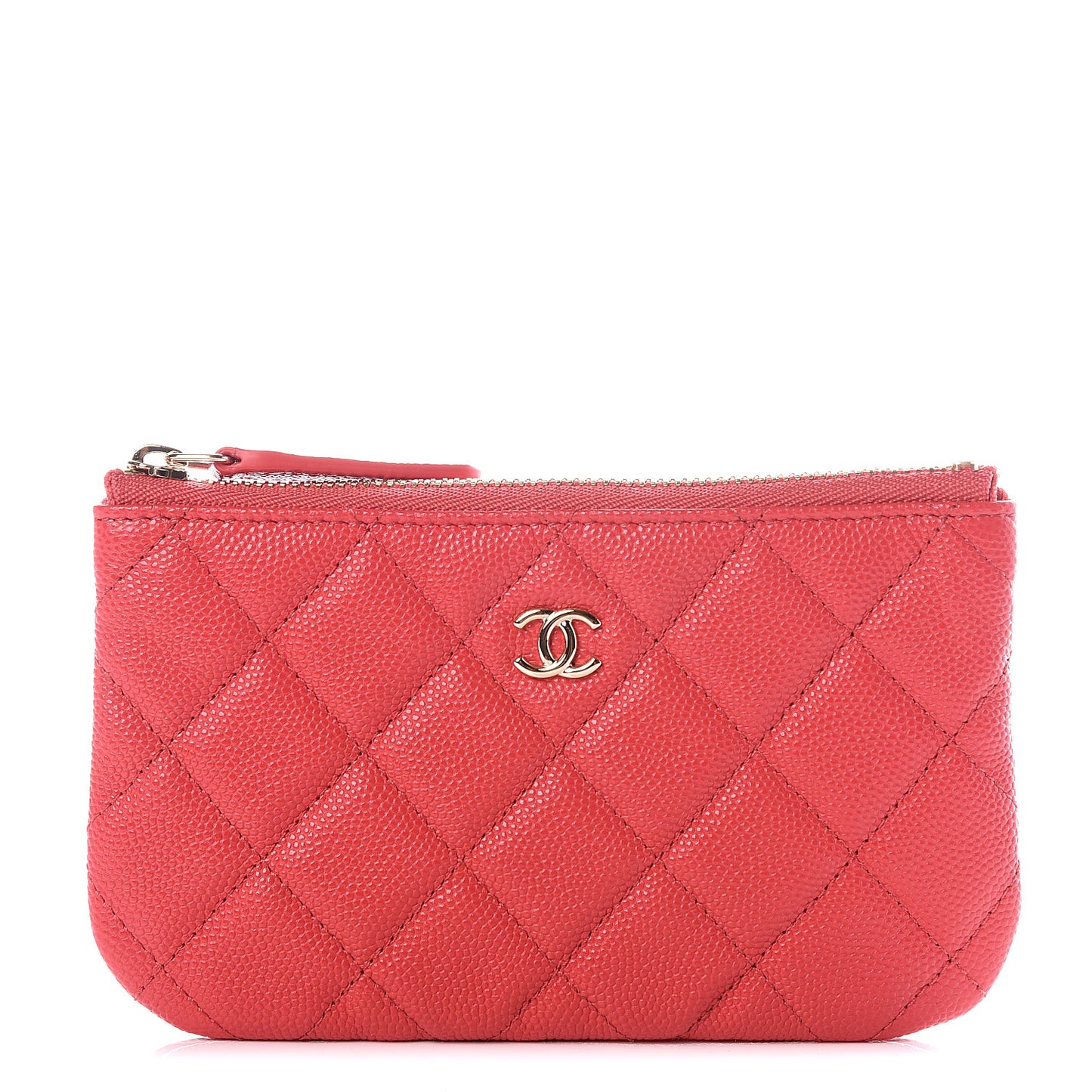 Caviar Quilted Small Cosmetic Case Red