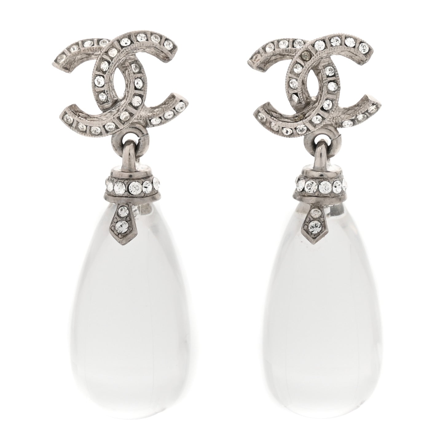Ruthenium Crystal CC Drop Earrings Silver