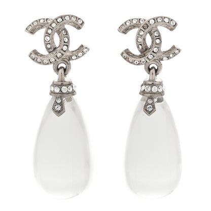 Chanel Ruthenium Crystal CC Drop Earrings Silver 1 of 5