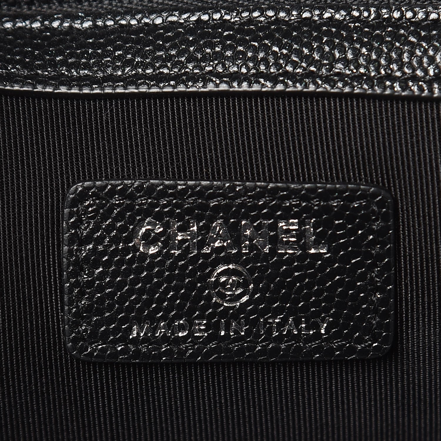 Chanel Metallic Caviar Quilted Medium Cosmetic Case Black 6 of 8