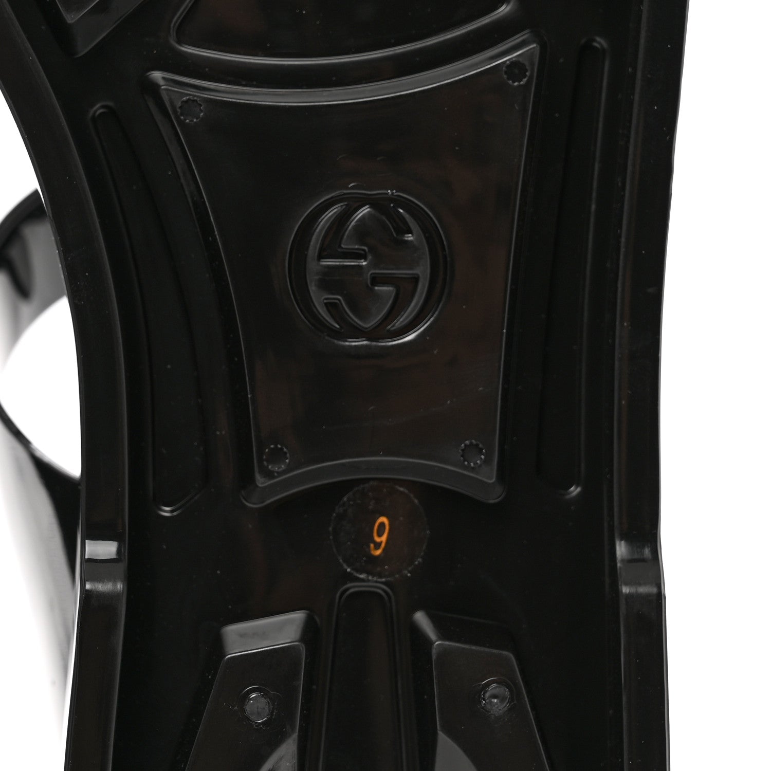 Gucci Shiny Rubber Double G Buckle Strap Sandals 9 Black 5 of 8