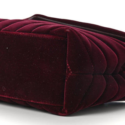 Saint Laurent Velvet Y Quilted Monogram Small Loulou Chain Satchel Burgundy 8 of 9