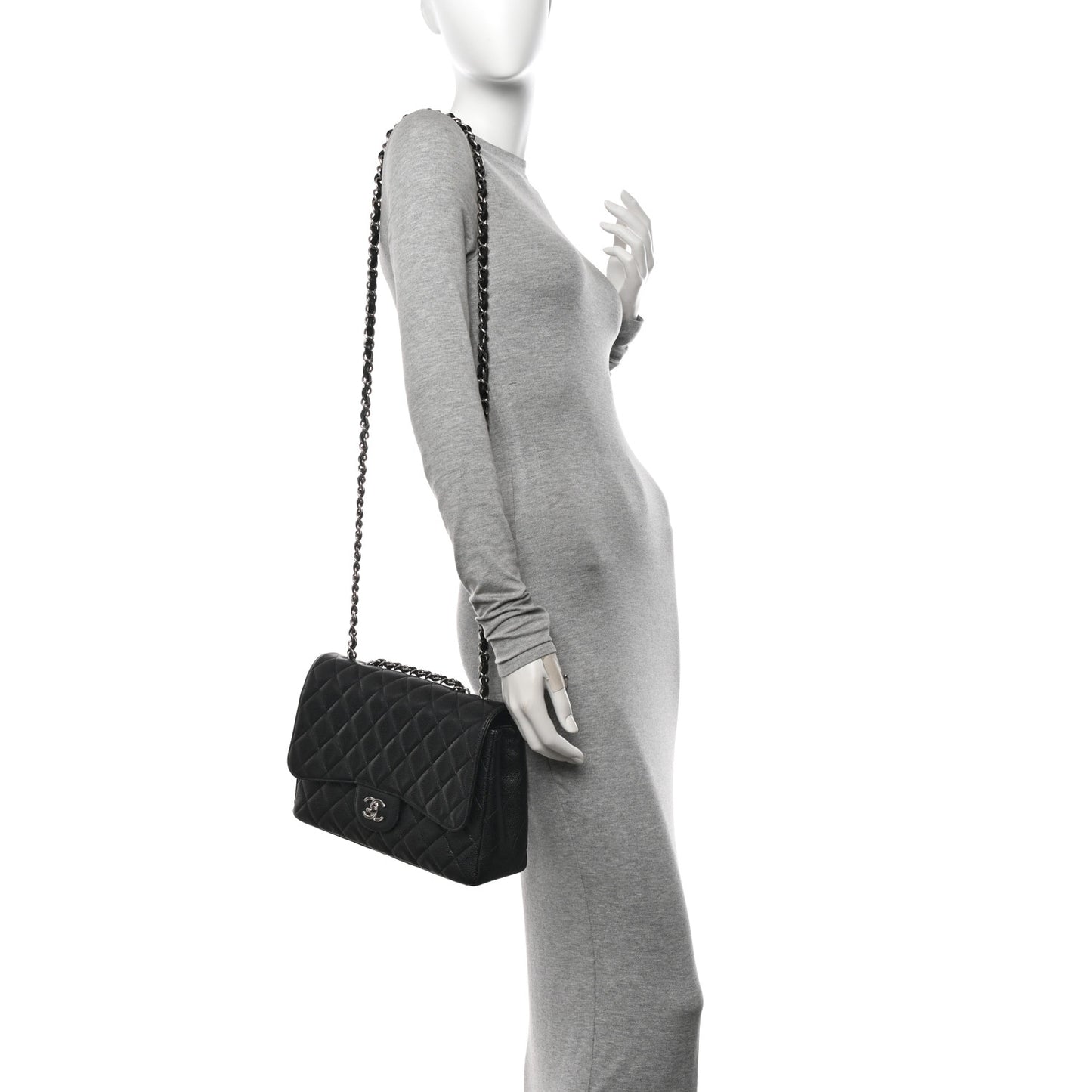 Caviar Quilted Jumbo Single Flap Black