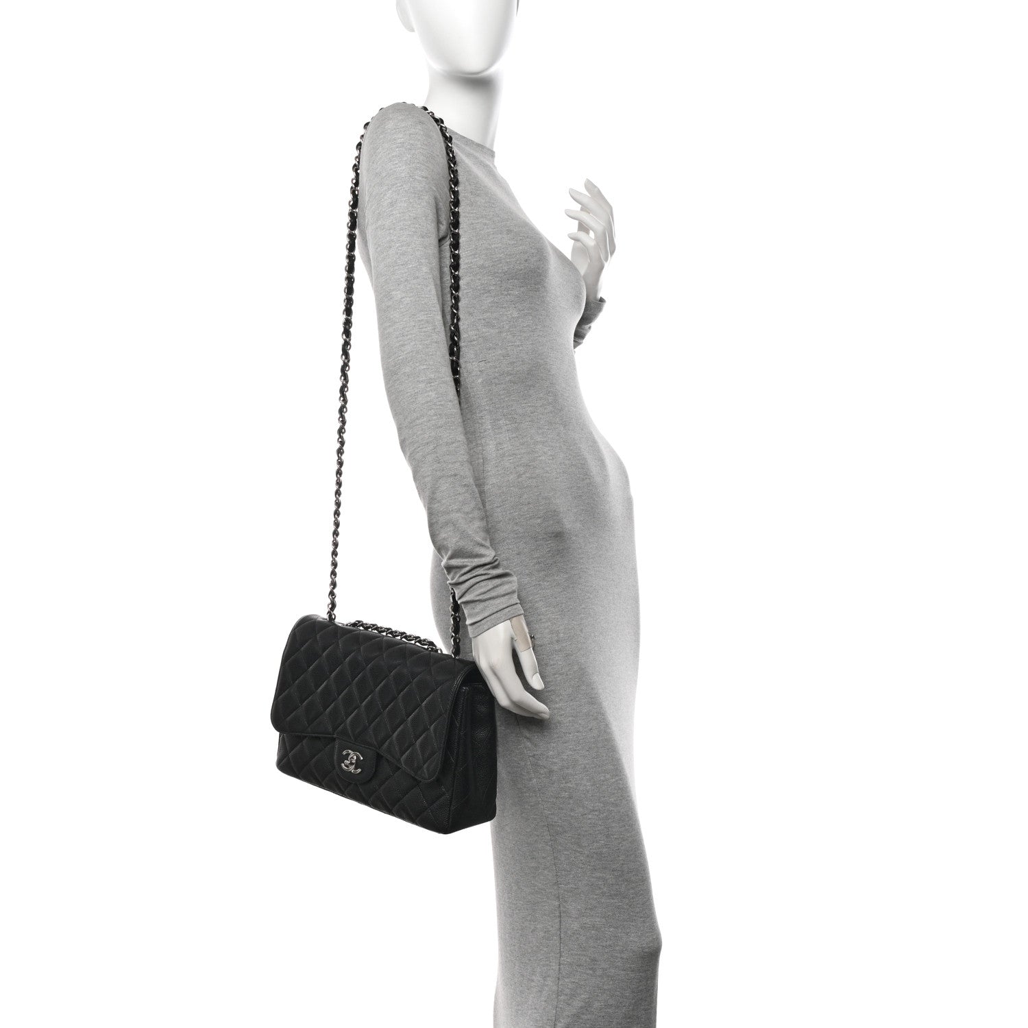 Chanel Caviar Quilted Jumbo Single Flap Black 2 of 11