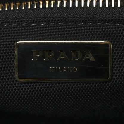 Prada Wicker Canvas Shoulder Bag Black 7 of 16