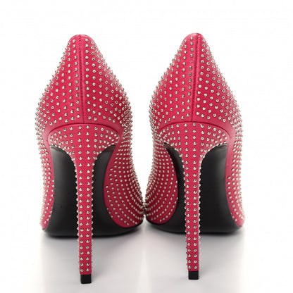 Saint Laurent Calfskin Micro Stud Paris 105 Pumps 38 Fuchsia 7 of 11