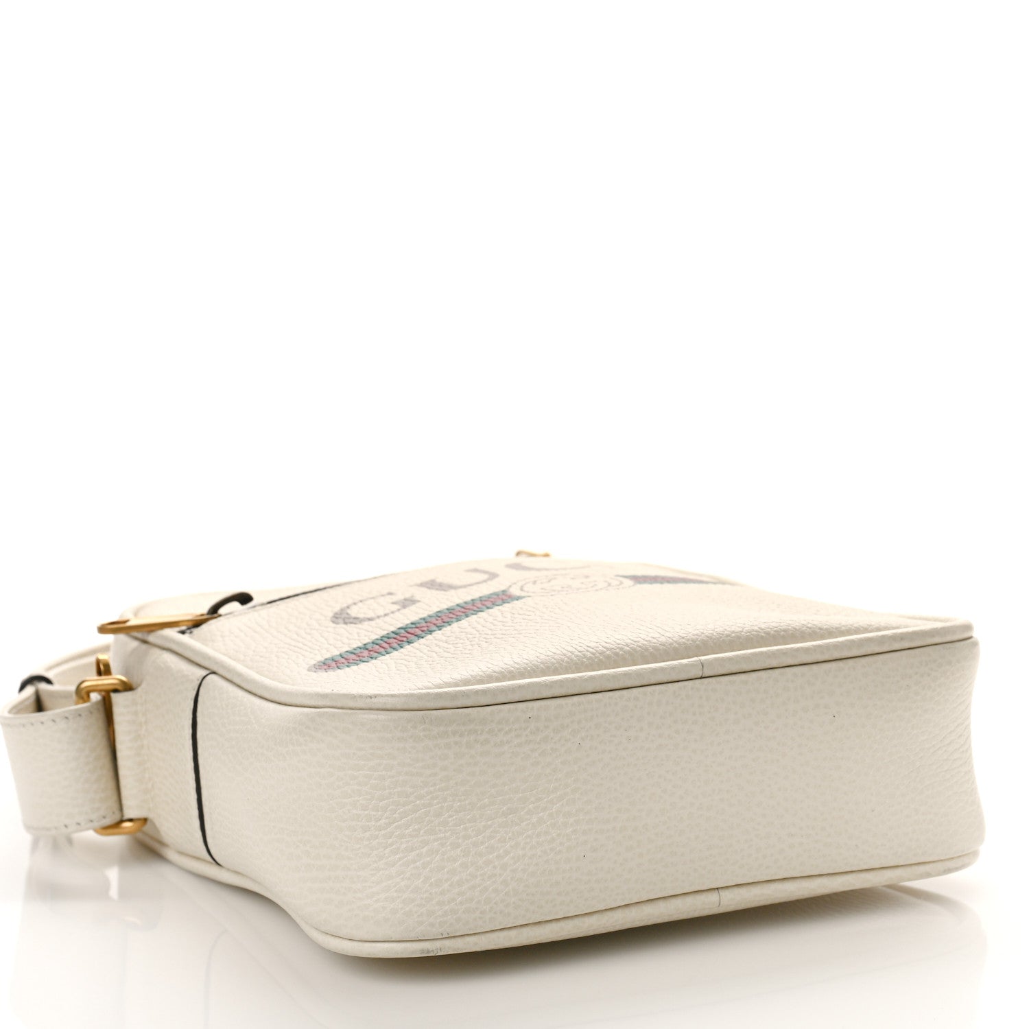 Gucci Grained Calfskin Logo Messenger Bag White 4 of 9