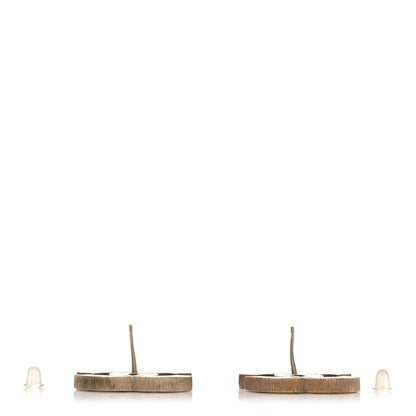 Chanel Metal Quilted CC Earrings Gold White 3 of 4
