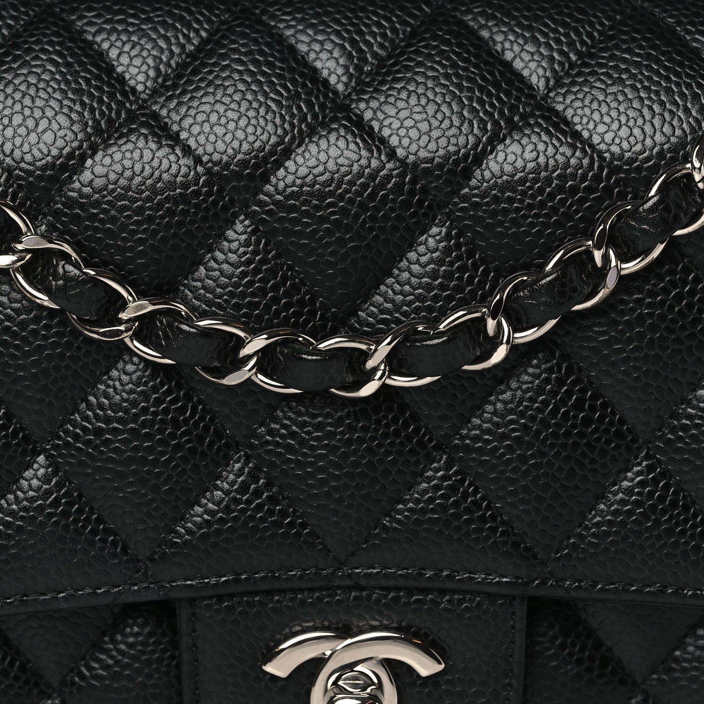 Caviar Quilted Medium Double Flap Black