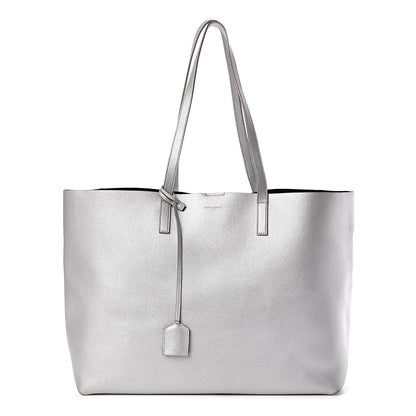 Saint Laurent Metallic Calfskin Large Shopping Tote Silver 1 of 16