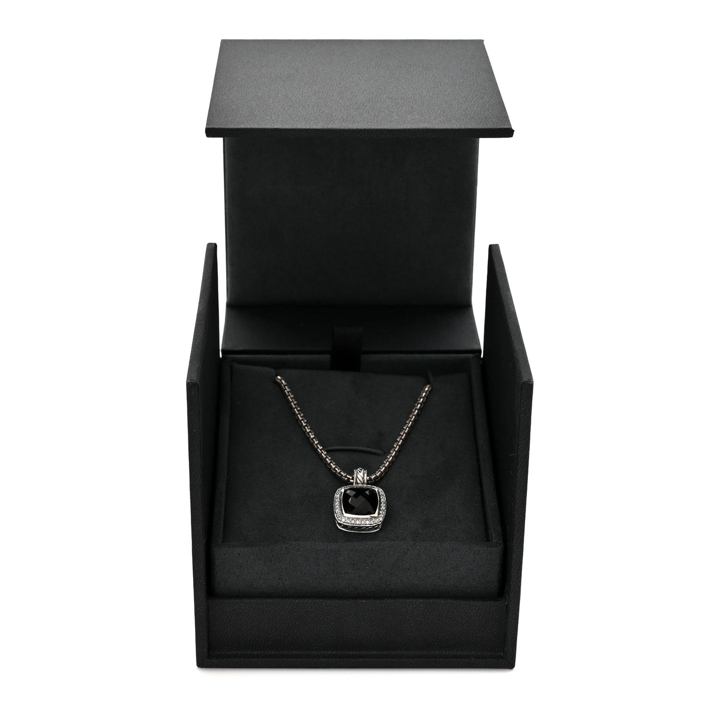Sterling Silver Diamond Black Onyx 11mm Albion Pendant Necklace