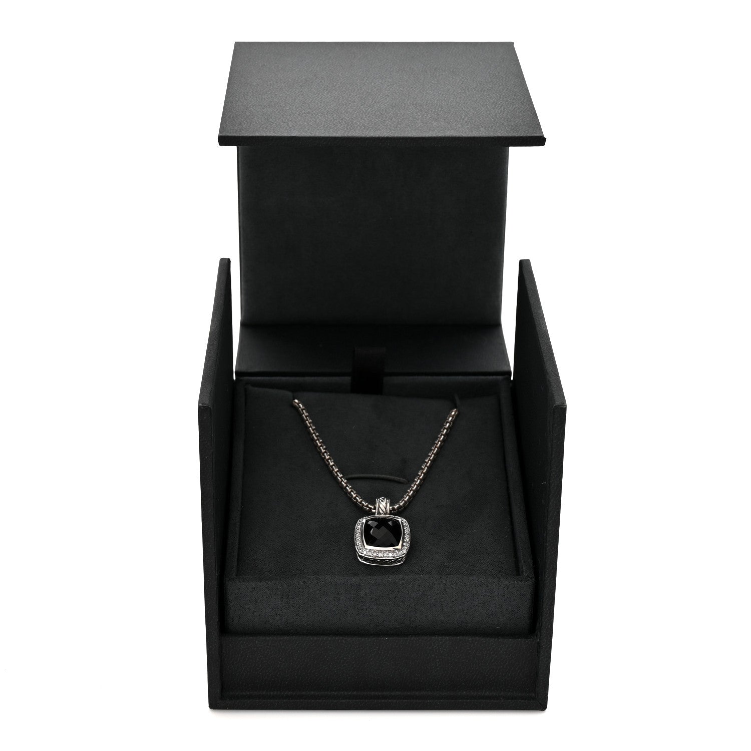 David Yurman Sterling Silver Diamond Black Onyx 11mm Albion Pendant Necklace 5 of 5