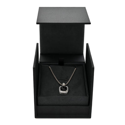 David Yurman Sterling Silver Diamond Black Onyx 11mm Albion Pendant Necklace 5 of 5