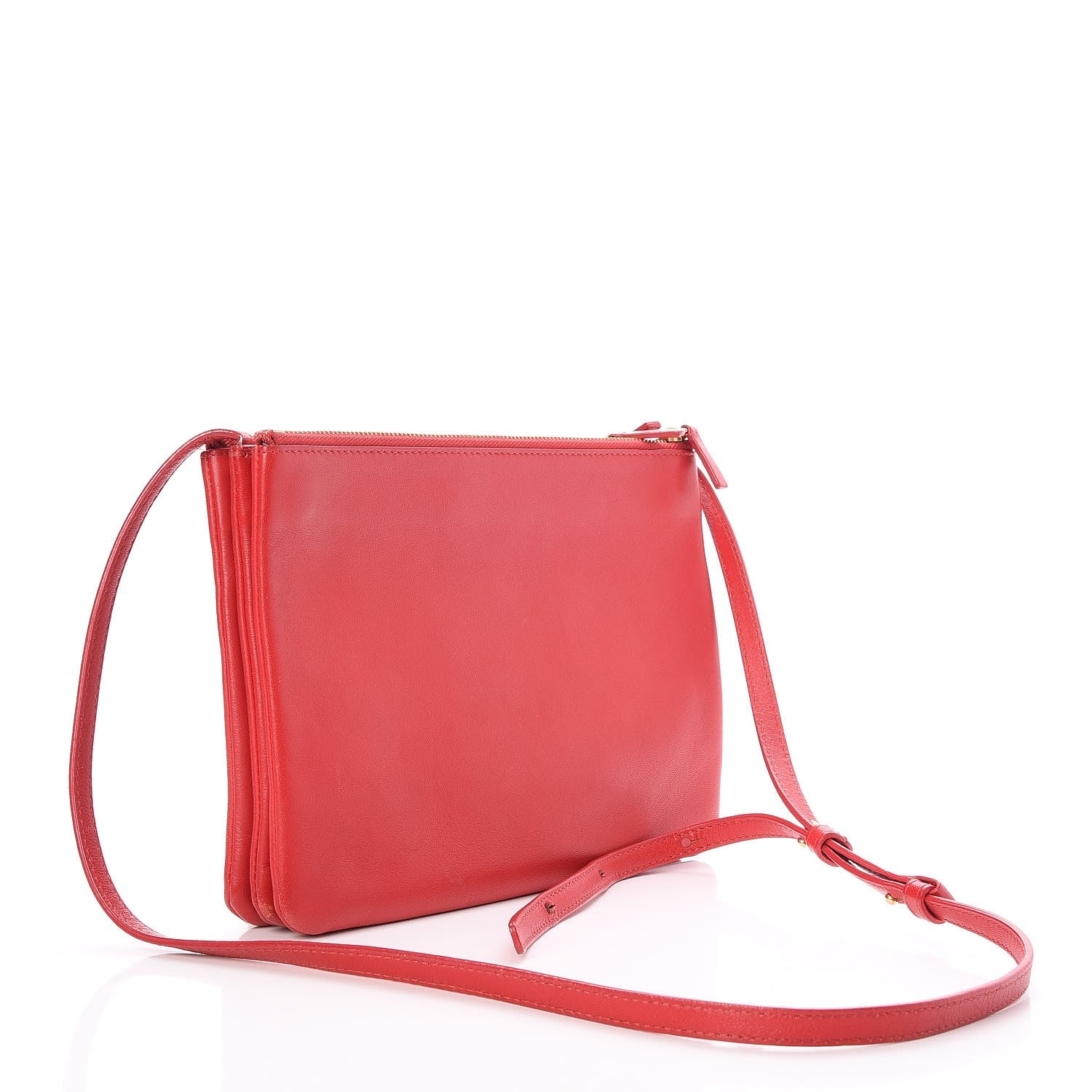 Celine Lambskin Large Trio Crossbody Bag Red 3 of 7