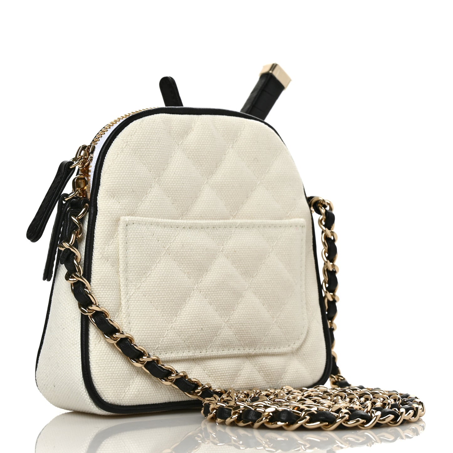 Canvas Calfskin Tennis Racket Mini Bag White Black
