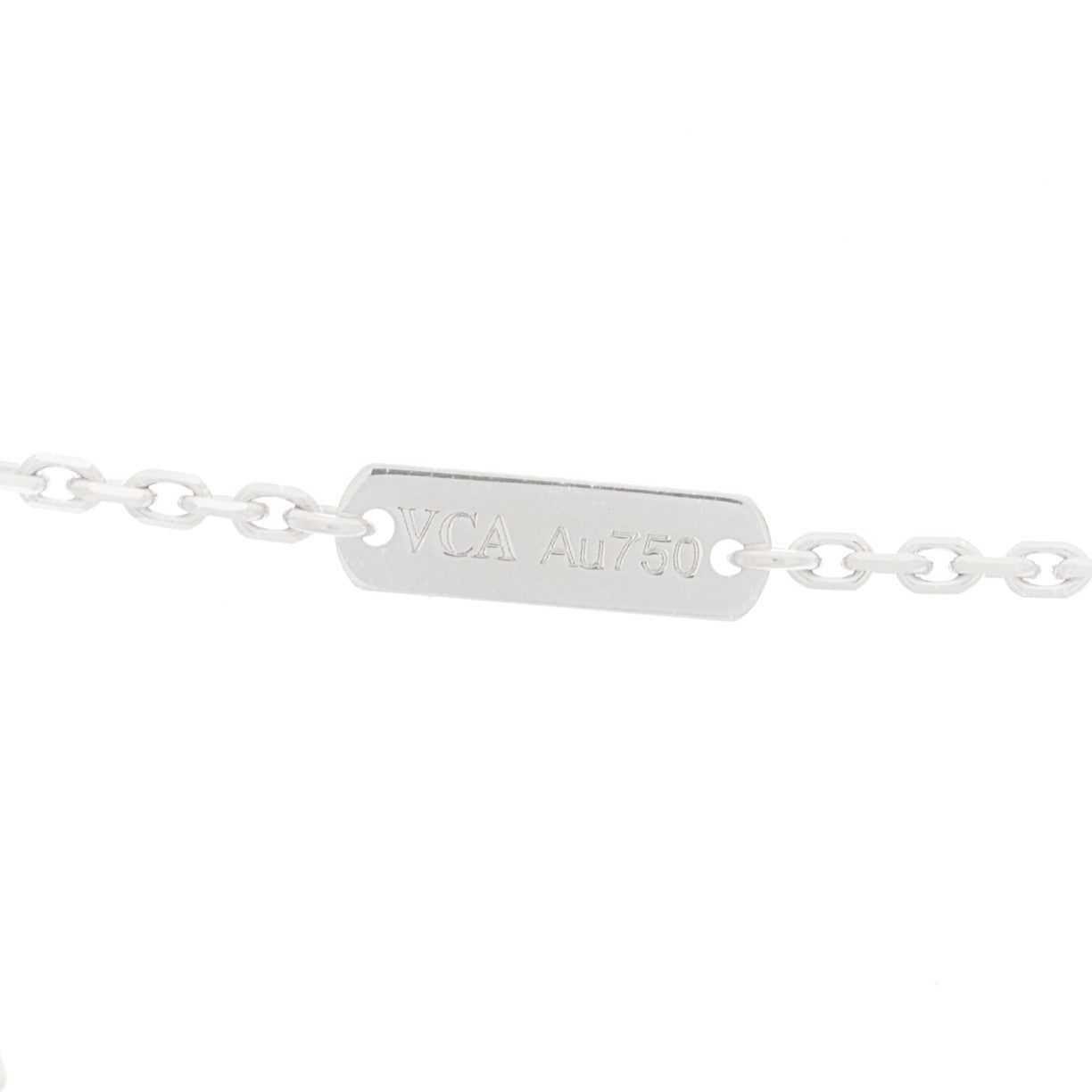 18K White Rose Gold Diamond Guilloche Vintage Alhambra Pendant Necklace