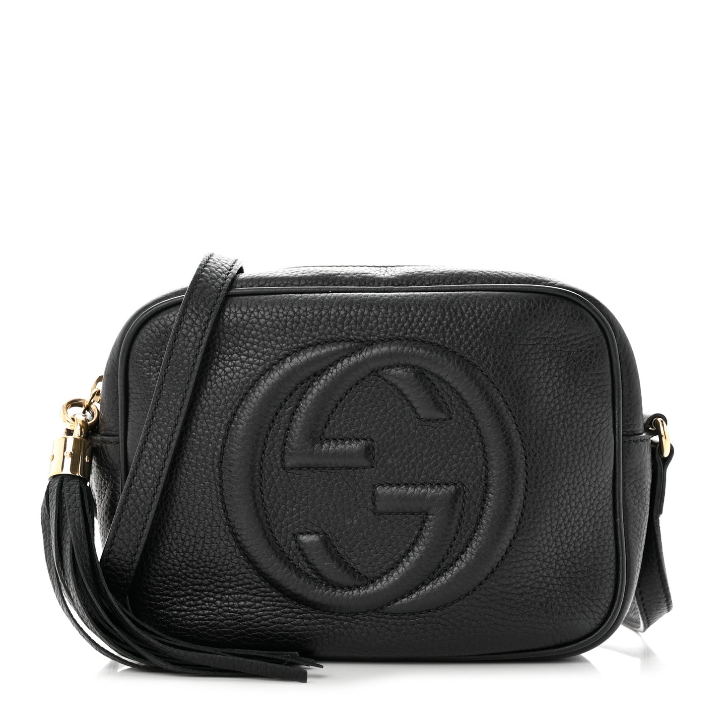 Pebbled Calfskin Small Soho Disco Bag Black