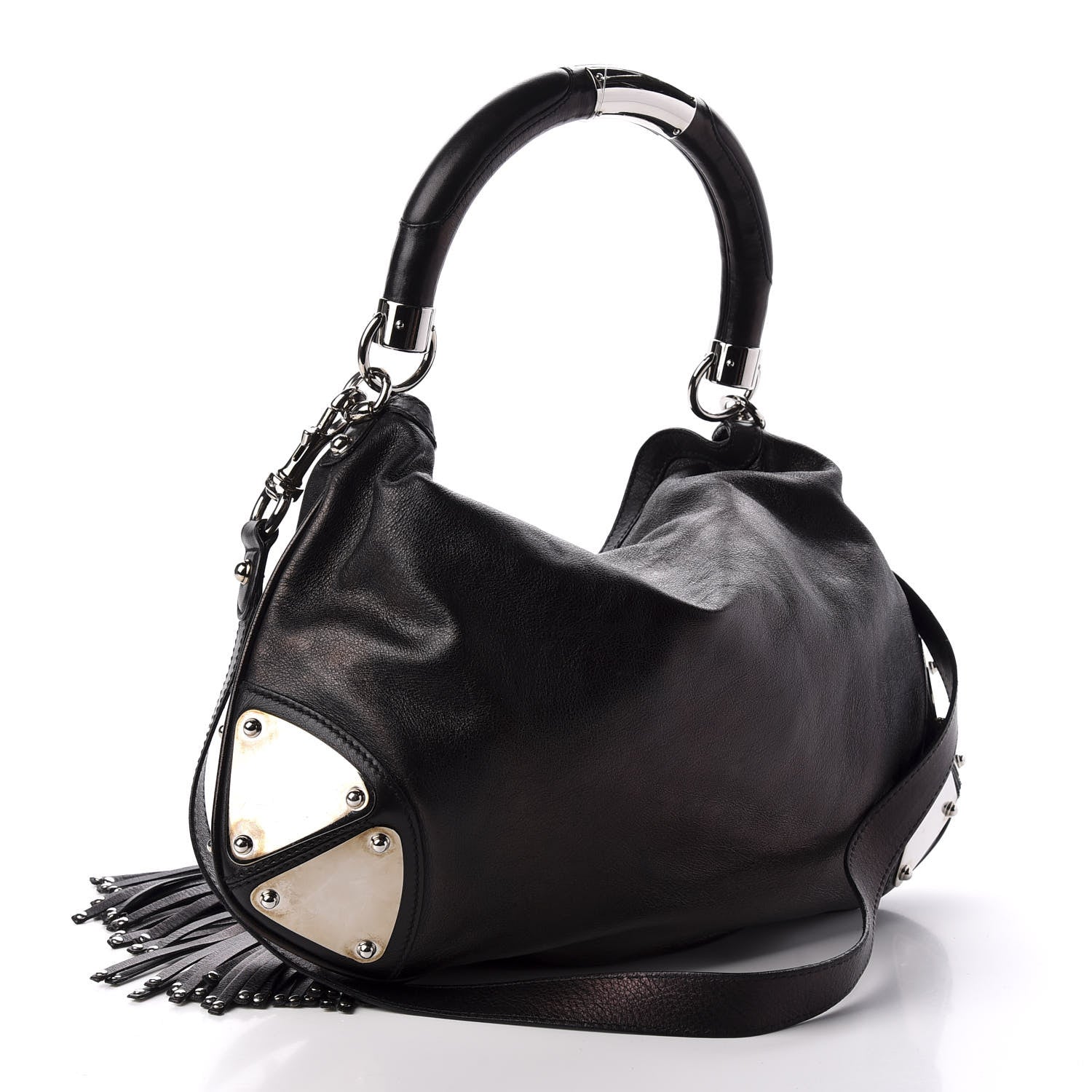 Gucci Calfskin Medium Indy Top Handle Hobo Black 3 of 12