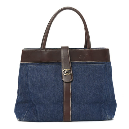 Chanel Denim CC Tote Bag Blue Brown 1 of 11
