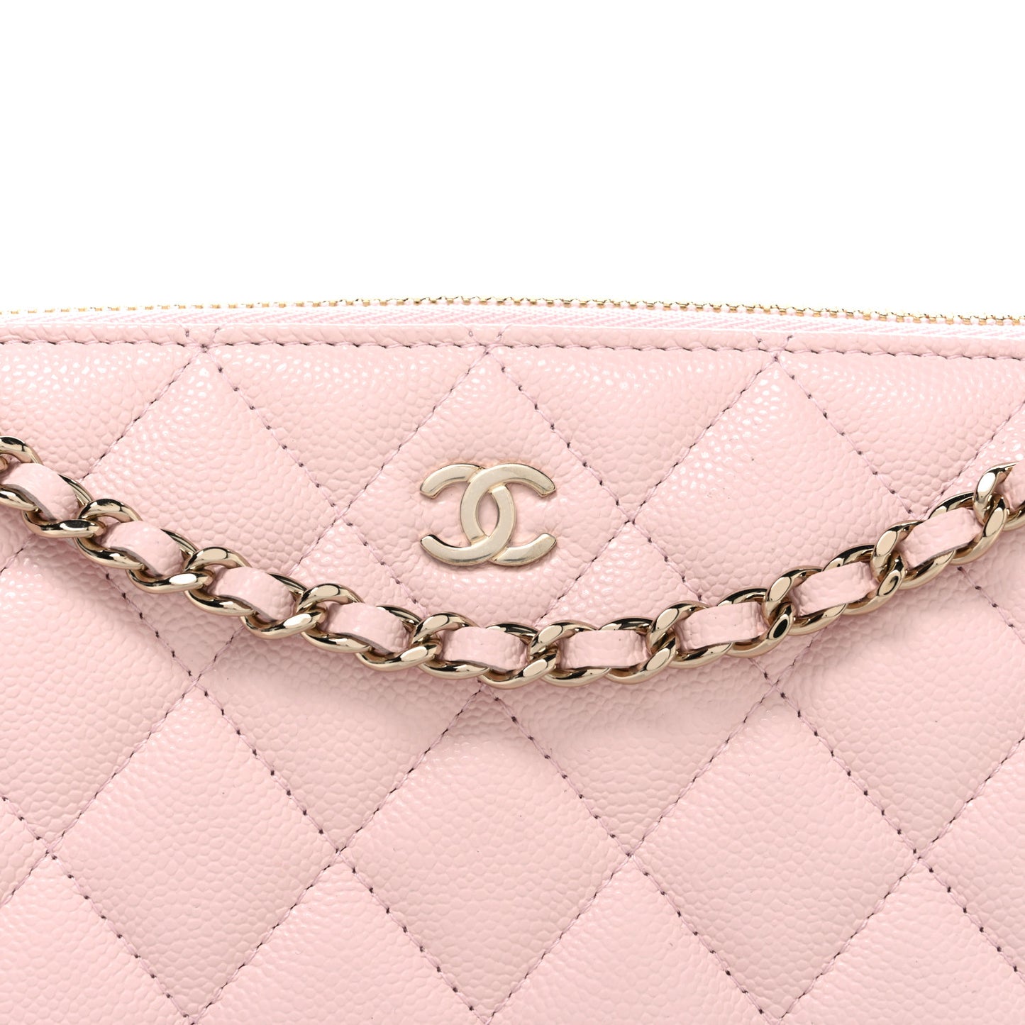 Caviar Quilted Purse With Chain Pink