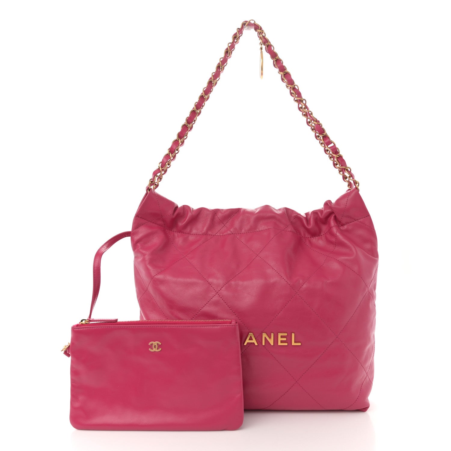 Chanel Shiny Calfskin Quilted Small Chanel 22 Fuchsia 3 of 12