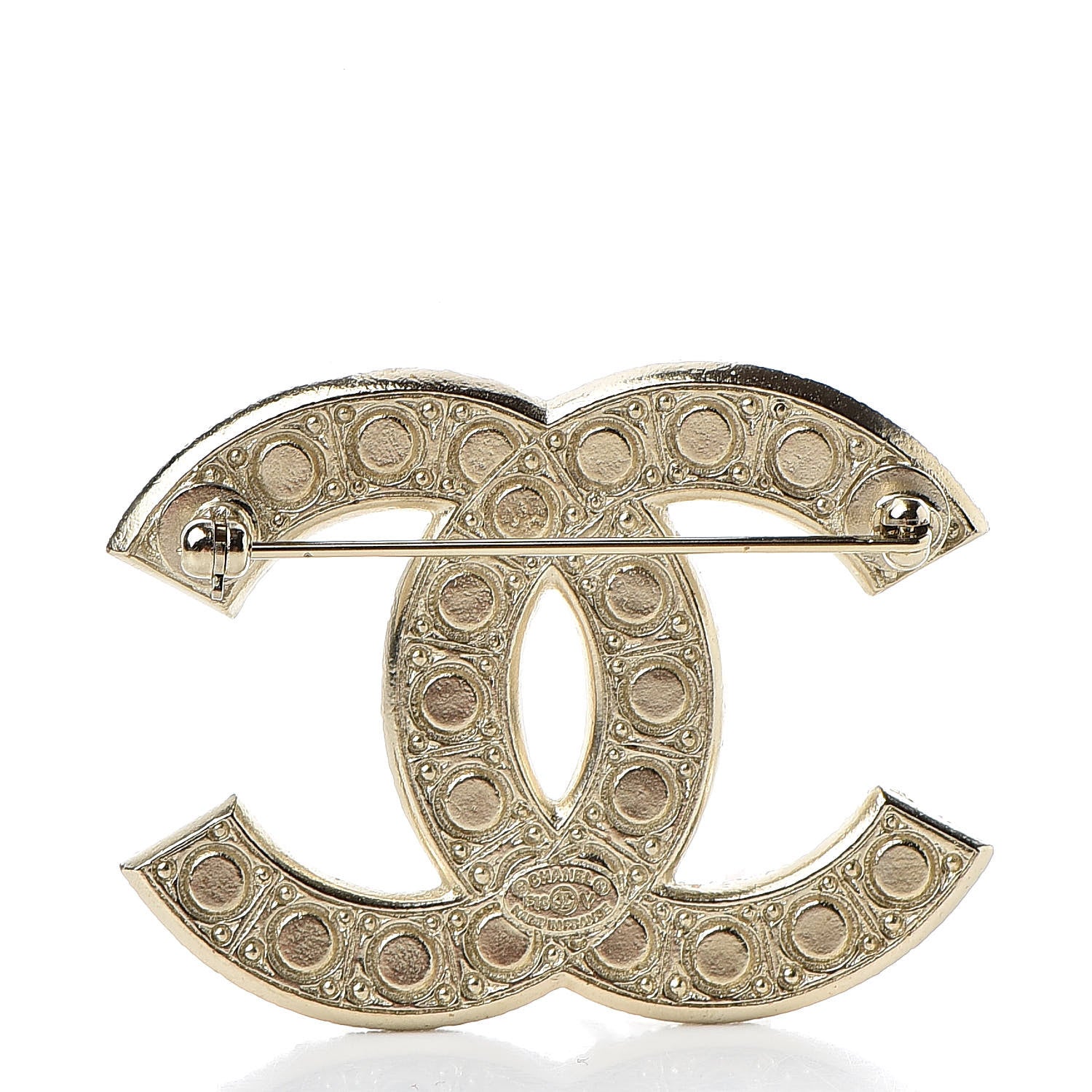 Chanel Pearl Crystal CC Brooch Gold 3 of 5