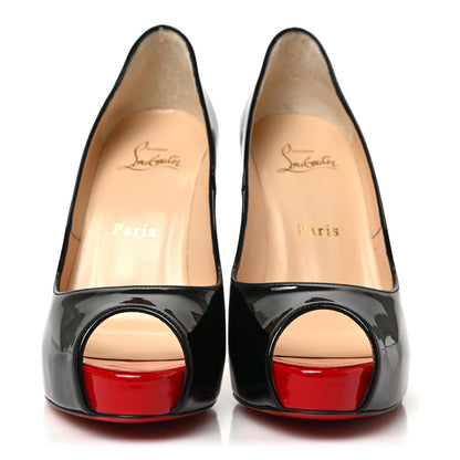 Christian Louboutin Patent New Very Prive 120 Pumps 37 Black Red 2 of 8