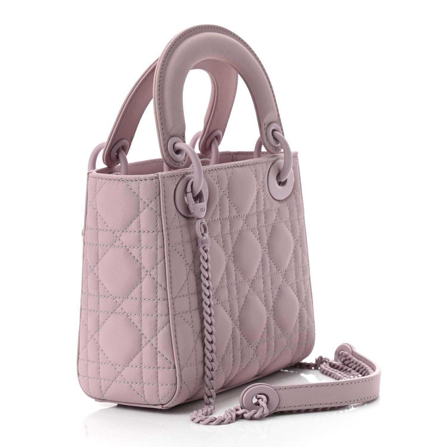 Christian Dior Ultra Matte Calfskin Cannage Mini Lady Dior Lavender 3 of 11