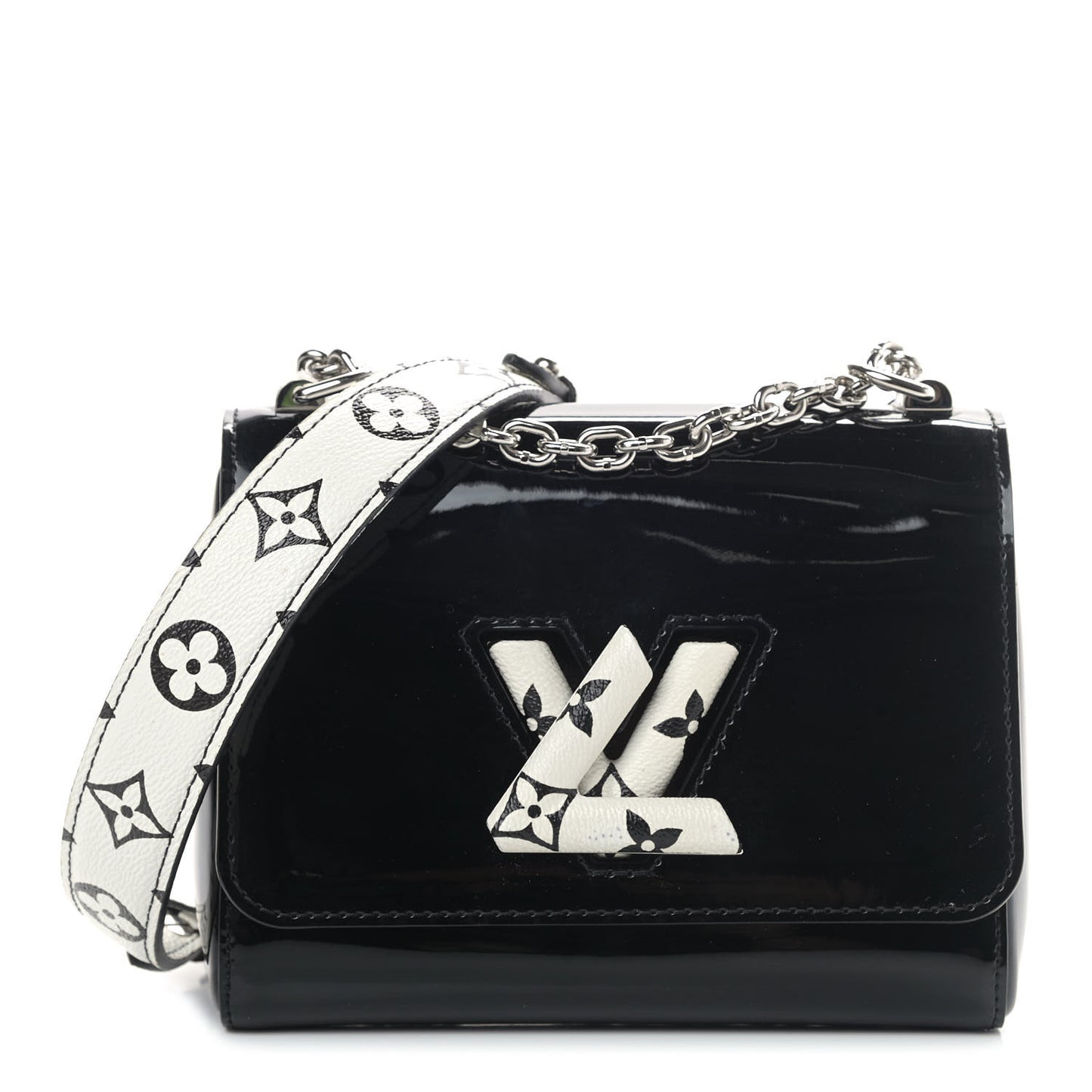 Patent Monogram Twist Shoulder Bag PM Black