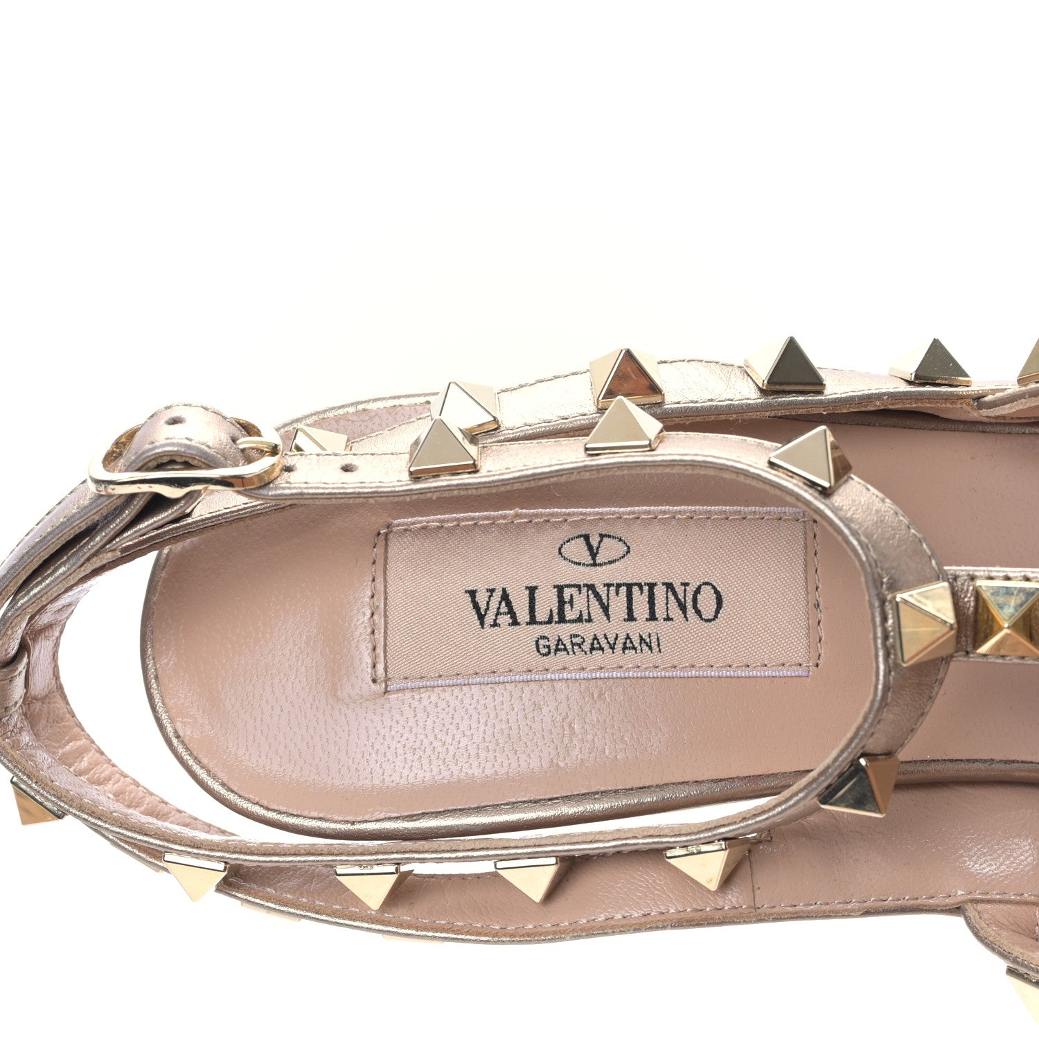 Valentino Garavani Metallic Pebbled Calfskin Rockstud Ankle Strap 100mm Pumps 39.5 Skin 5 of 8