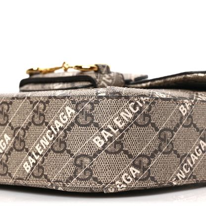 Gucci X BALENCIAGA GG Supreme Monogram Web Logo Print Mini Horsebit 1955 Shoulder Bag Beige Ebony 9 of 9