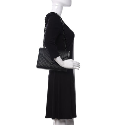 Saint Laurent Grain De Poudre Textured Mixed Matelasse Triquilt Medium Monogram Satchel Black 2 of 12