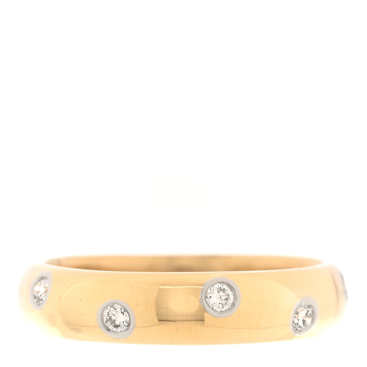 Tiffany 18K Yellow Gold Platinum Diamond 4mm Etoile Band Ring 51 5.75 2 of 10