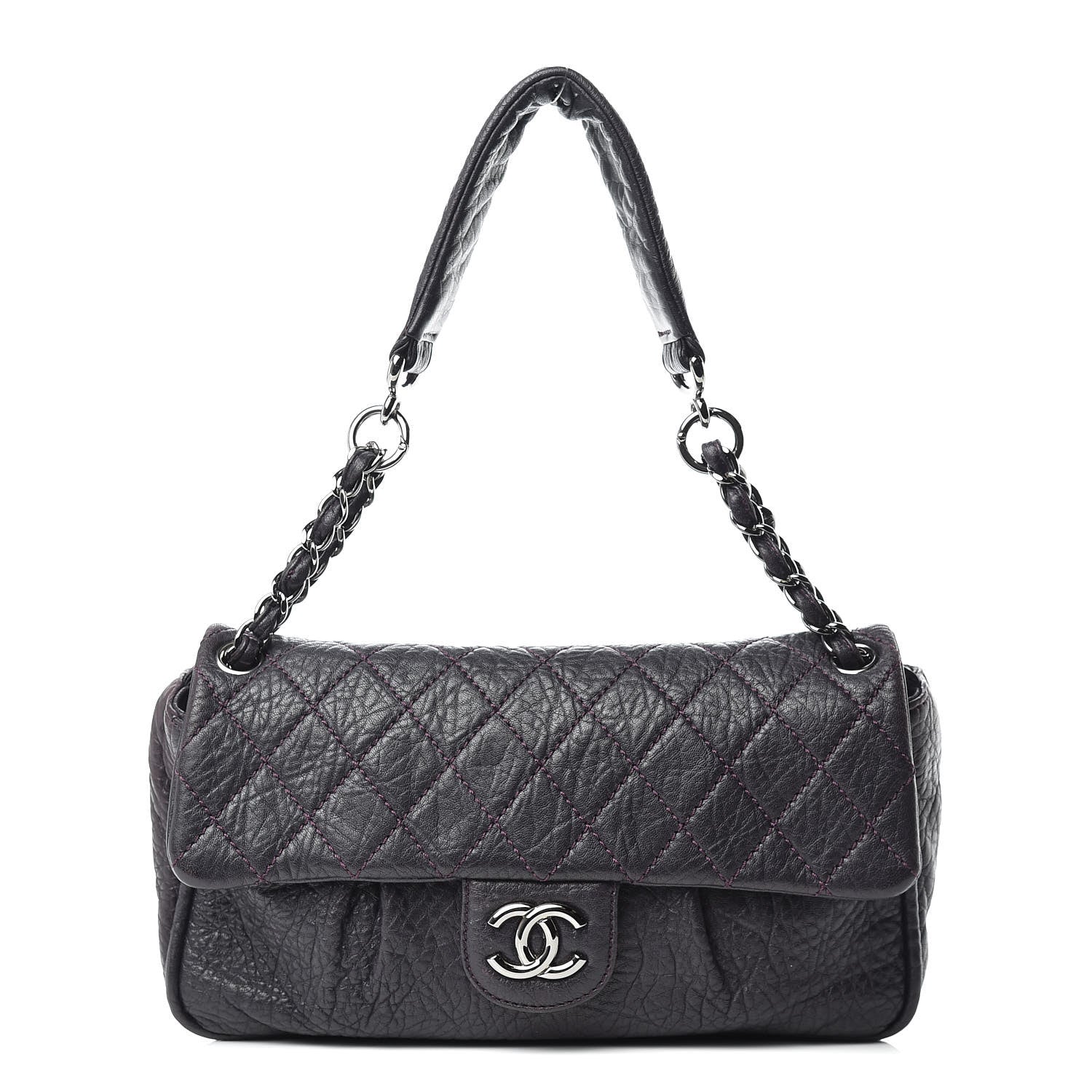 Chanel Distressed Lambskin Lady Braid Flap Dark Purple 1 of 15