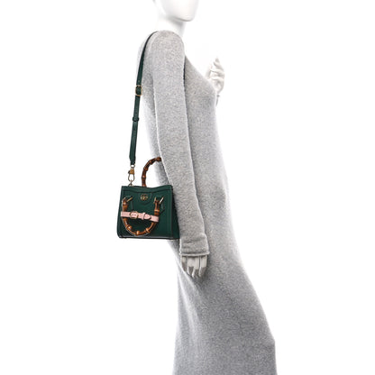 Gucci Textured Dollar Calfskin Web Mini Diana Tote Bag Vintage Green Pink 2 of 10