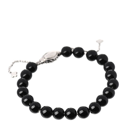 David Yurman Sterling Silver Black Onyx 8mm Spiritual Beads Adjustable Bracelet 1 of 4