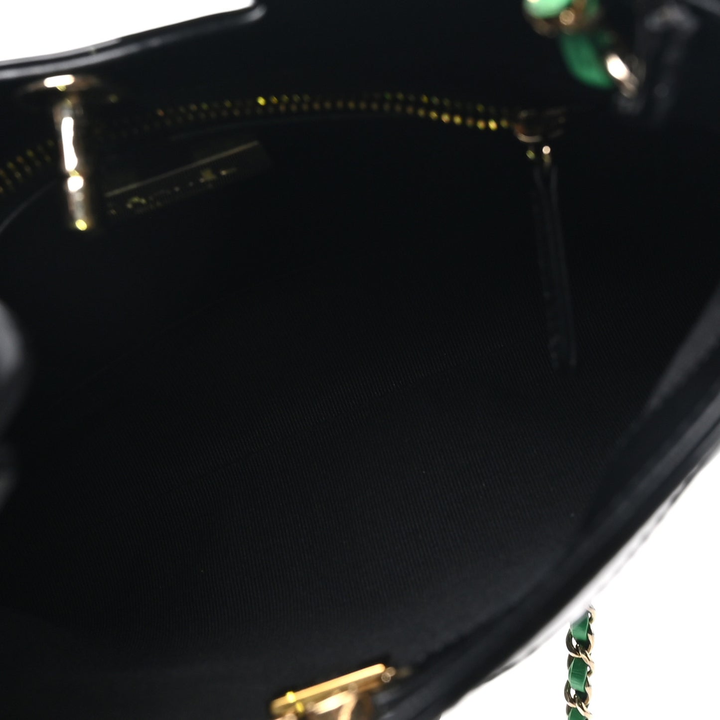 Patent Calfskin Quilted Mini 31 Shopping Bag Green Black