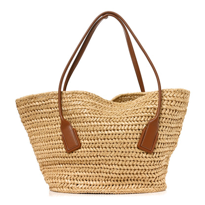 Bottega Veneta Raffia Calfskin Medium Arco Natural Wood 1 of 9
