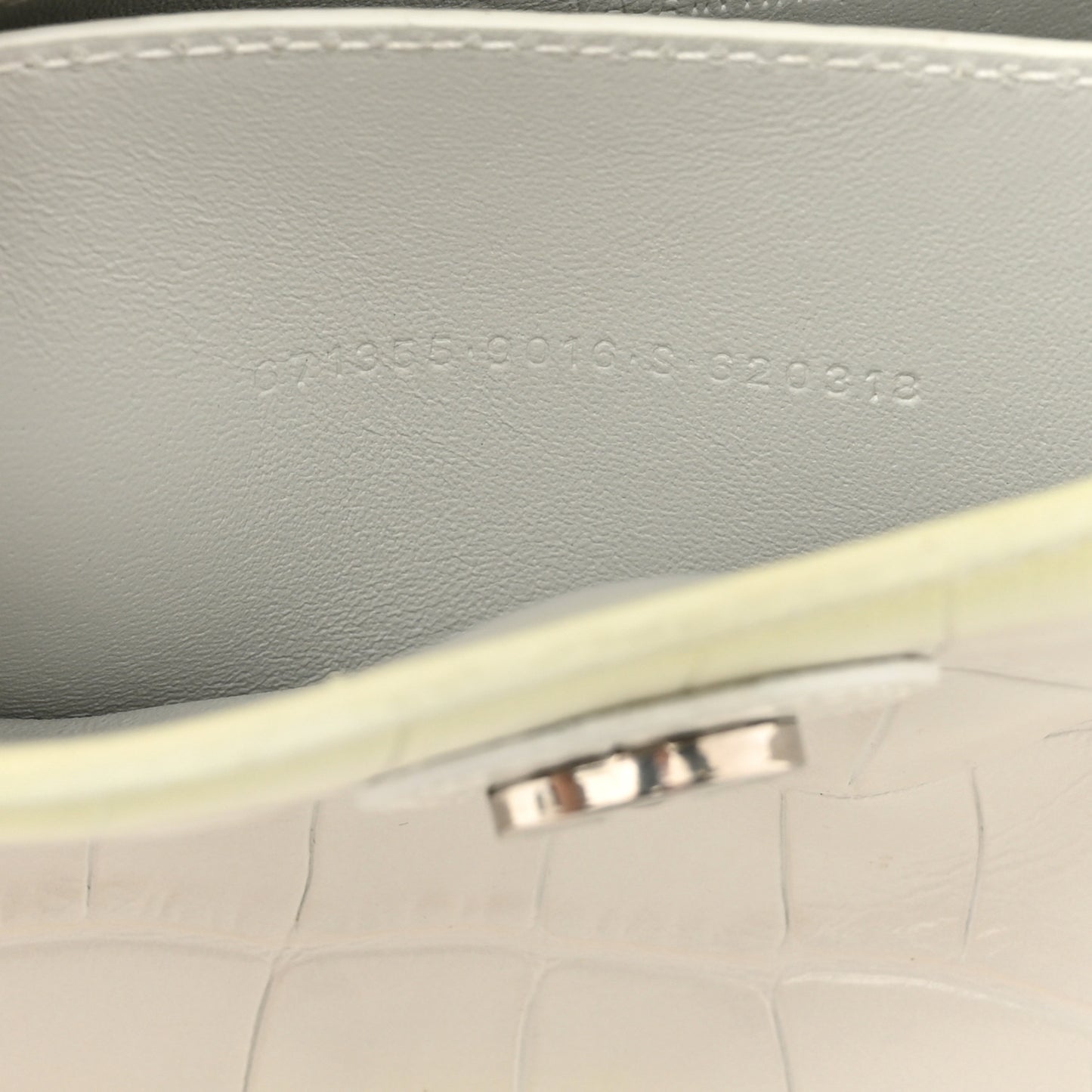 Extra Supple Calfskin Crocodile Embossed XS Downtown Shoulder Bag White