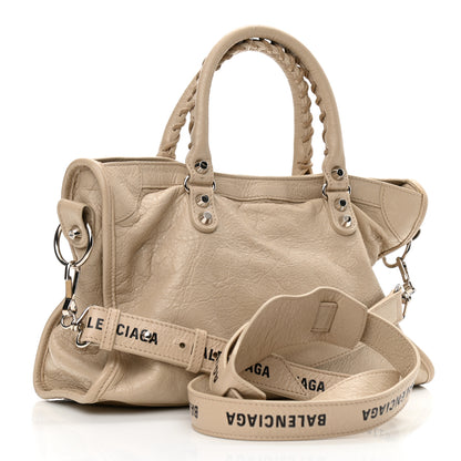 Balenciaga Agneau Classic Silver Hardware S City Logo Strap Light Beige Black 3 of 10