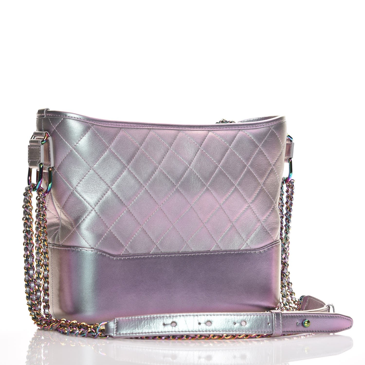 Chanel Iridescent Lambskin Calfskin Quilted Medium Gabrielle Hobo Light Purple 3 of 11