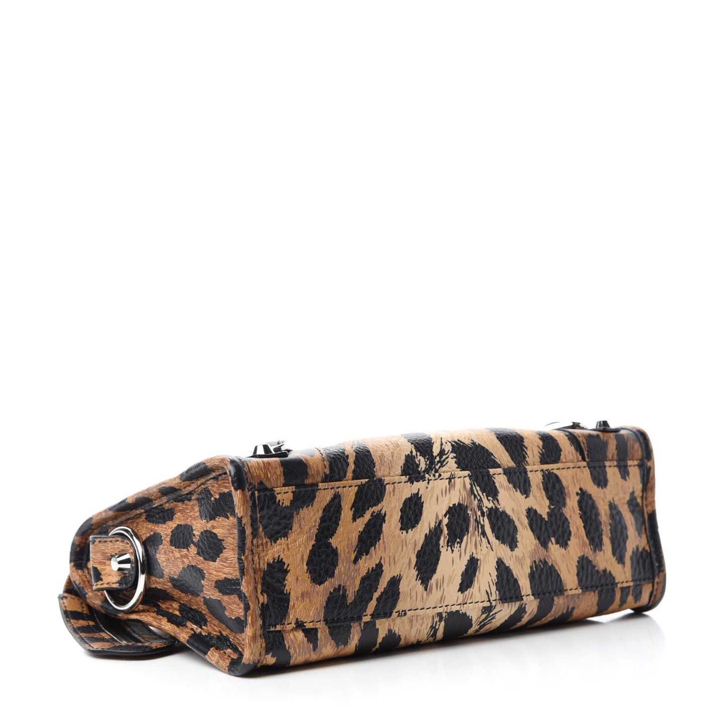 Smooth Calfskin Leopard Print Classic Silver Hardware Mini City Beige