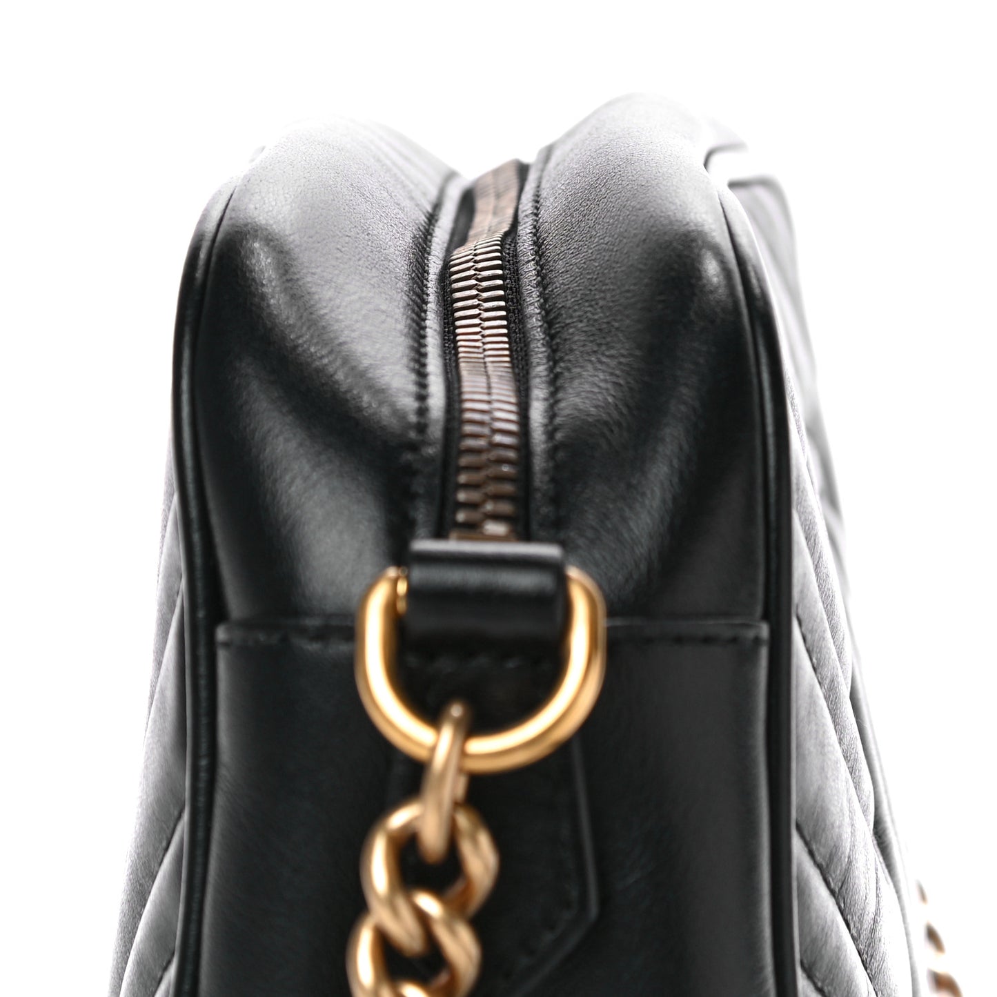 Calfskin Matelasse Small GG Marmont Chain Shoulder Bag Black