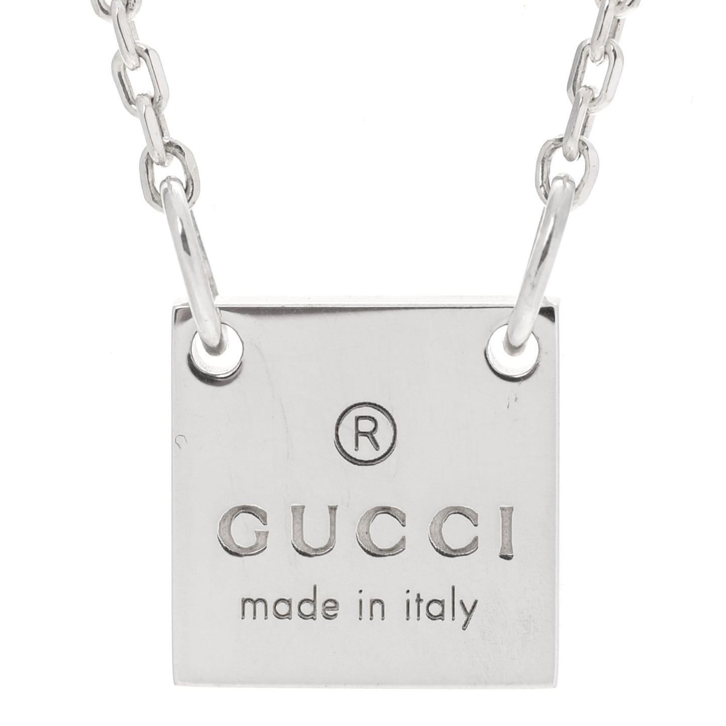 Sterling Silver Logo Square Tag Necklace