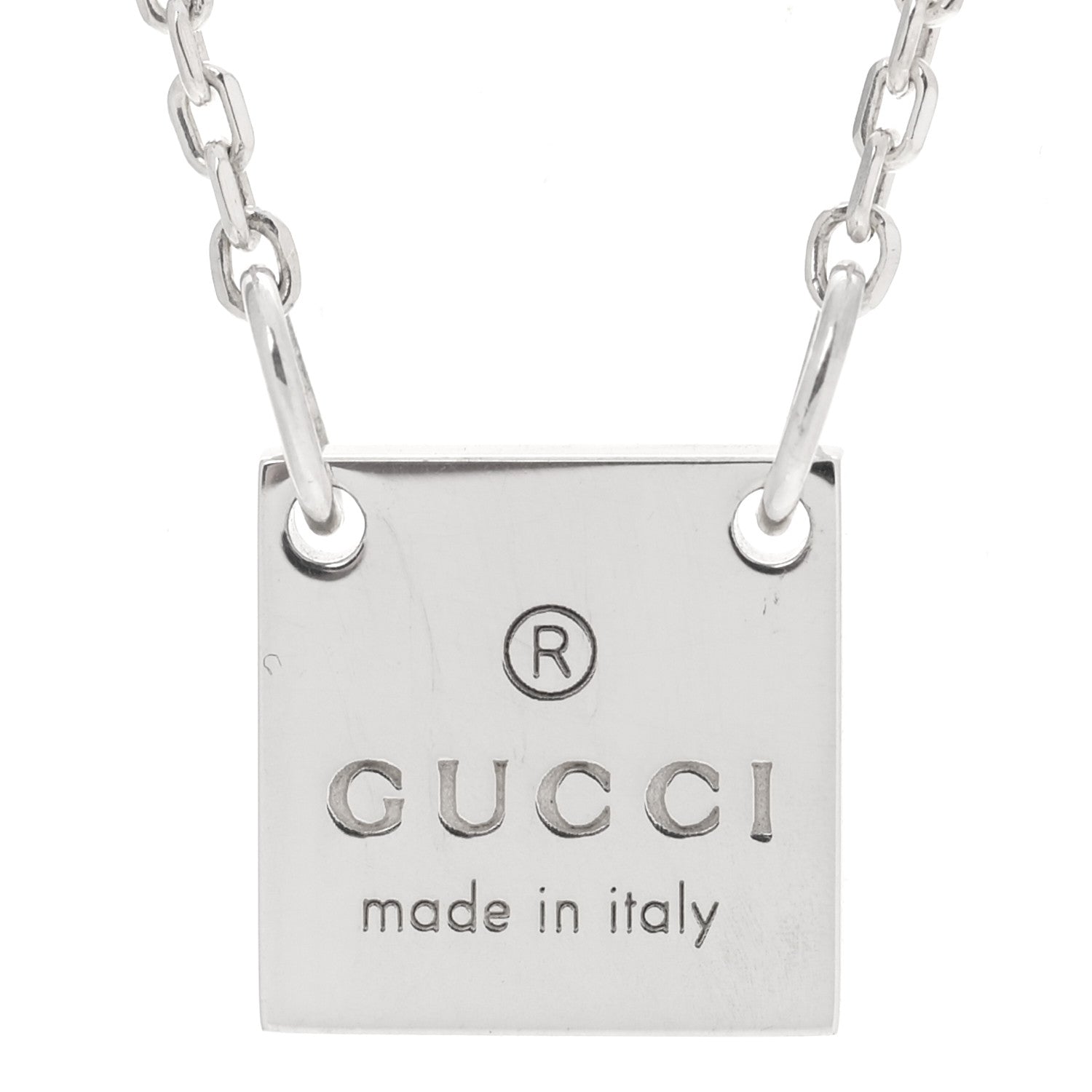 Gucci Sterling Silver Logo Square Tag Necklace 4 of 5