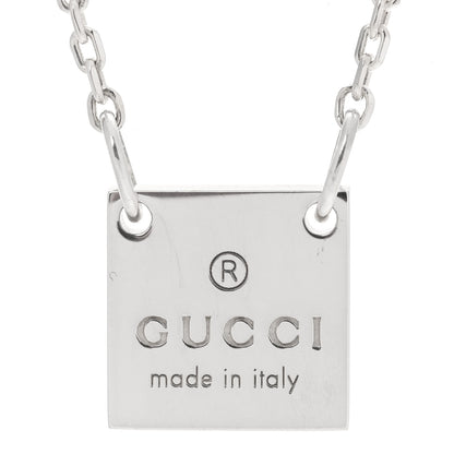 Gucci Sterling Silver Logo Square Tag Necklace 4 of 5