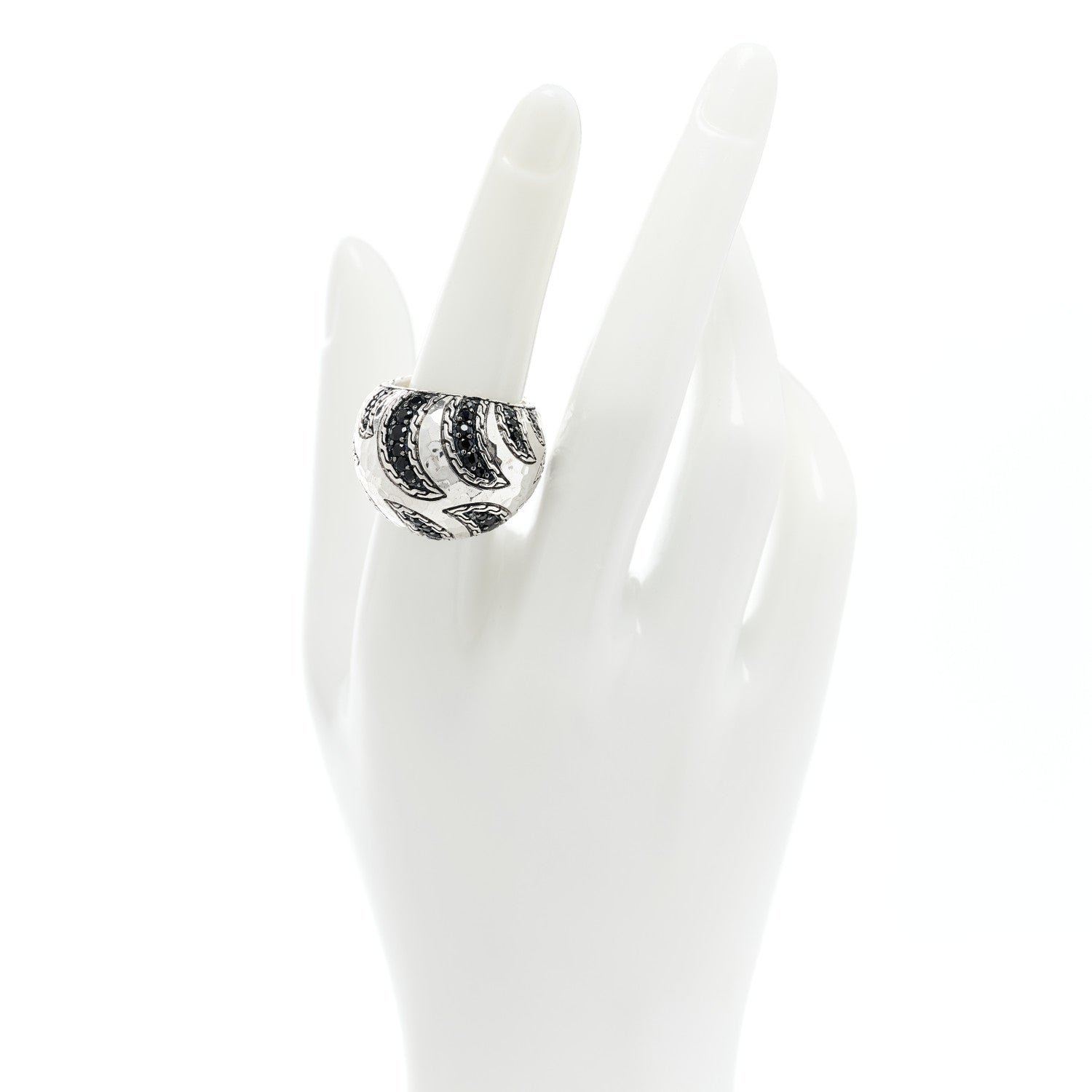John Hardy Sterling Silver Black Sapphire Macan Dome Ring 54 7 2 of 6