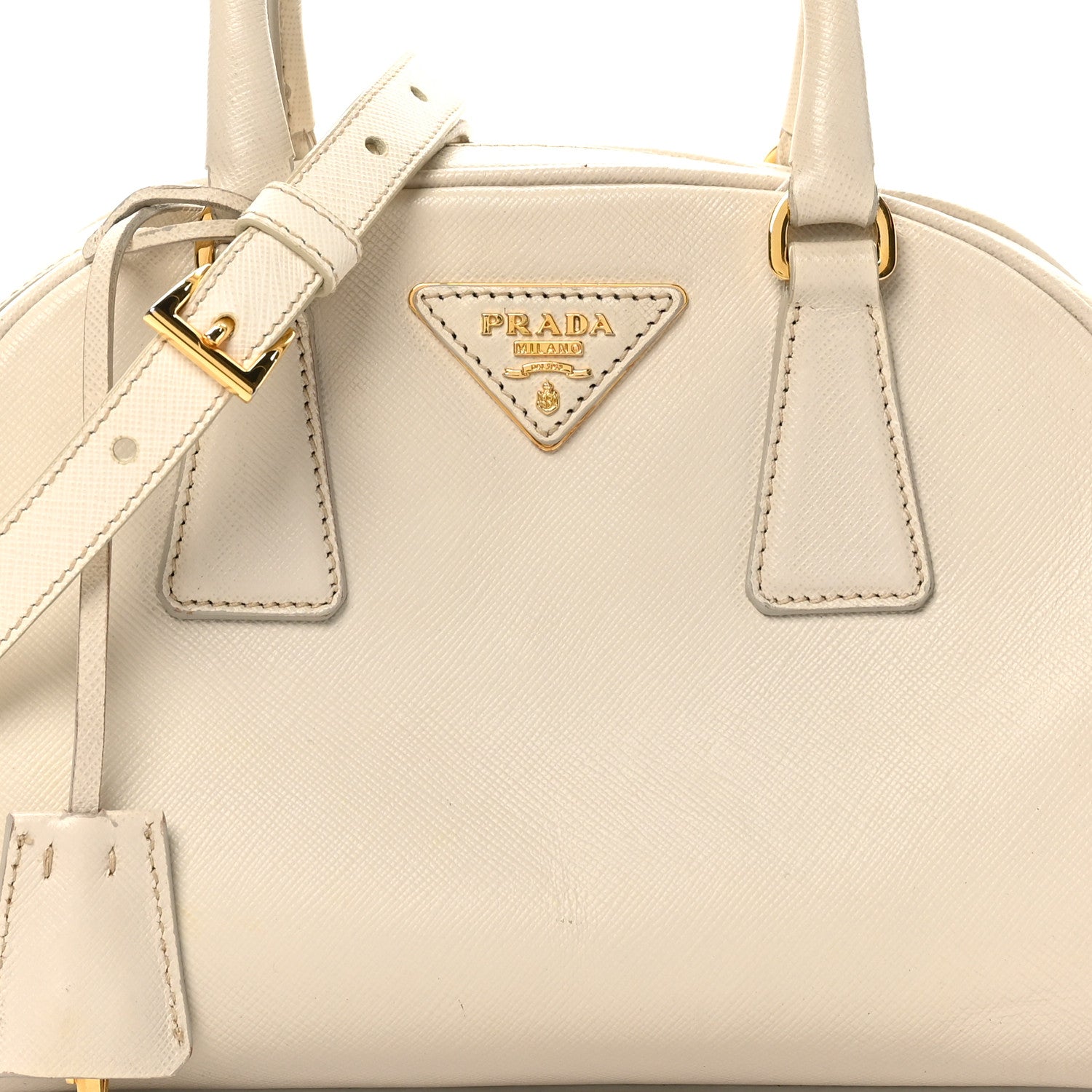 Prada Saffiano Bowling Bag White 1831831 – FASHIONPHILE