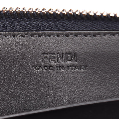 Fendi Vitello Century Vocabulary Blue Zip Around Wallet Blue Lavagna 6 of 10